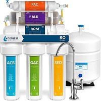 Express Water RO5DX Reverse Osmosis Filtration NSF Certified 5 Stage RO System with Faucet and Tank – Under Sink Water Plus 4 Filters – 50 GPD, 14 x 15 x 5, White